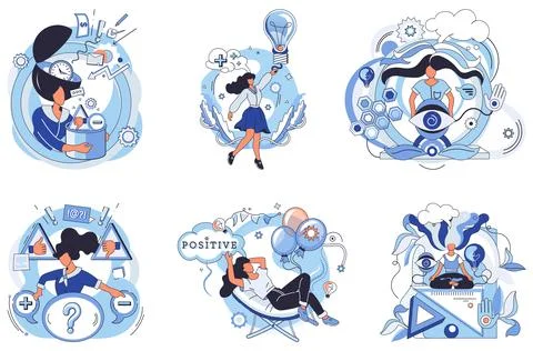 Diverse Ways to Cultivate a Positive Mindset for Personal and Professional .. Illustrazione stock