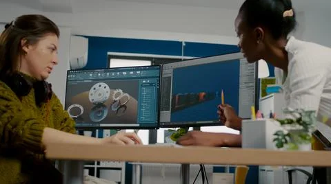 Diverse women game software developers creating game interface 스톡 사진