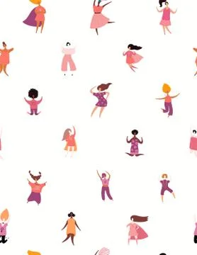 Diverse women seamless pattern Stock Illustration