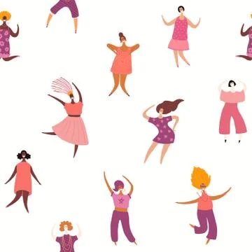 Diverse women seamless pattern Stock Illustration