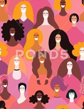 Diverse Women Seamless Pattern