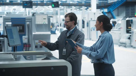 Diverse Workers Using Solder Jet Printer... | Stock Video | Pond5