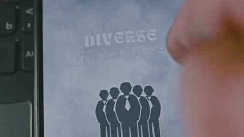 Diverse workforce themed graphic presentation on smartphone screen Video stock 289069948