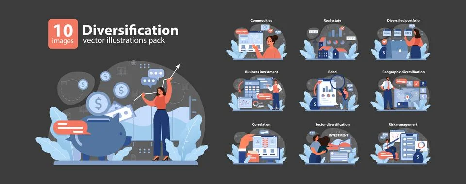 Diversification set. Flat vector illustration イラスト素材