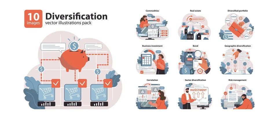 Diversification set. Flat vector illustration Stock Illustration