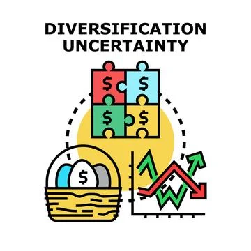 Diversification uncertainty managing financial risk investment strategy Stock Illustration