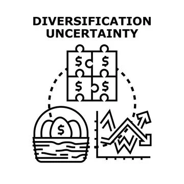 Diversification uncertainty managing financial risk investment strategy Stock Illustration