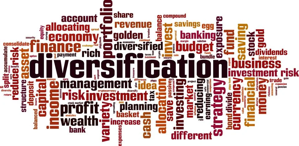 Diversification word cloud Stock Illustration