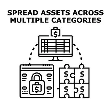 Diversifying assets across multiple investment categories concept Stock Illustration