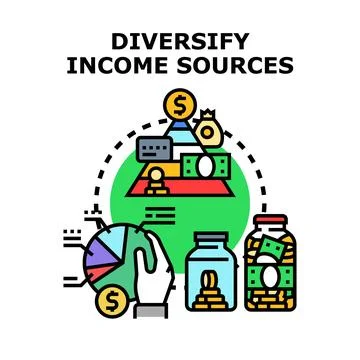 Diversifying income sources for financial security and investment Stock Illustration