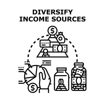 Diversifying income sources for financial security and investment Stock Illustration