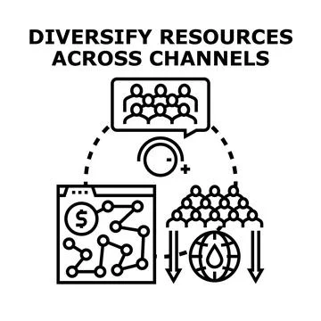 Diversifying resources across multichannel business development strategy Stock Illustration
