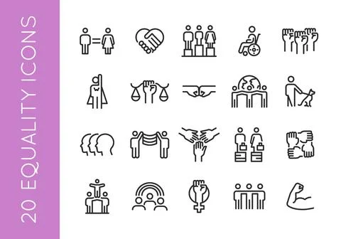 Diversity and Equality Icon Set Stock Illustration
