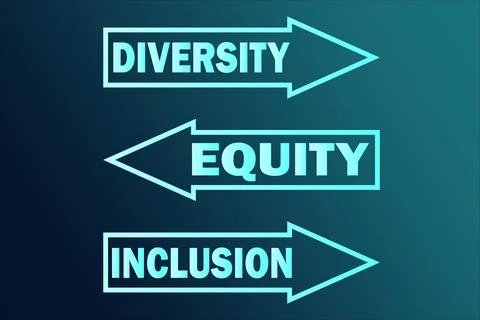 Diversity and equity and Inclusion with arrows pointing in left and right d.. Illustration
