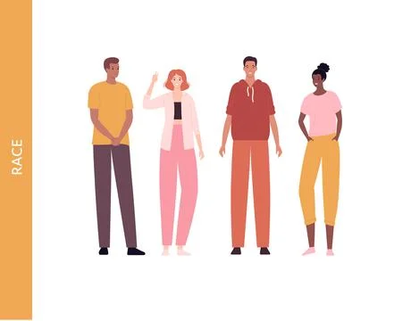 Diversity and inclusion concept. Vector flat character illustration. Multi .. Stock Illustration