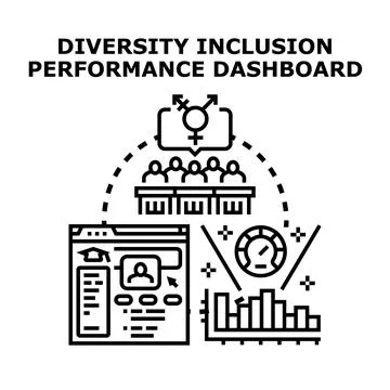 Diversity and inclusion dashboard analyzing team performance Stock Illustration