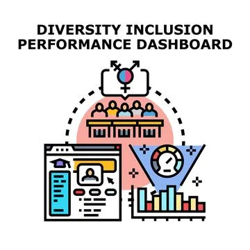 Diversity and inclusion dashboard analyzing team performance Stock Illustration