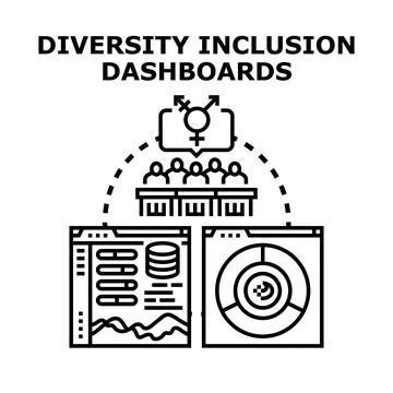 Diversity and inclusion dashboards analyzing employee metrics Stock Illustration