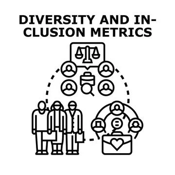 Diversity and inclusion metrics data measuring teamwork Stock Illustration