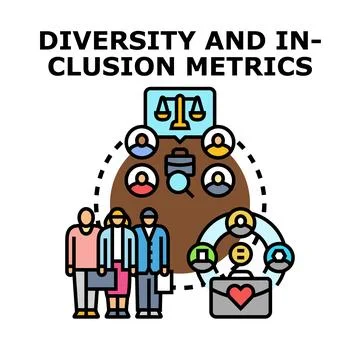 Diversity and inclusion metrics data measuring teamwork Stock Illustration