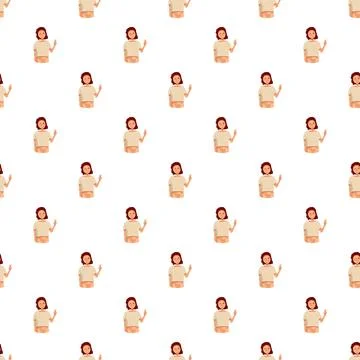 Diversity and skin positivity pattern with woman showing peace sign Stock Illustration