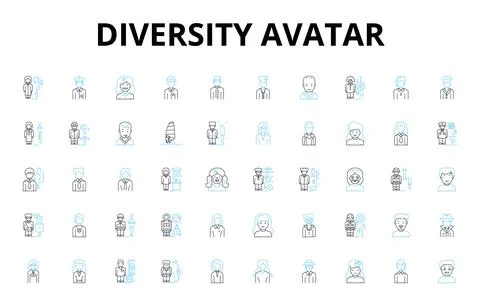 Diversity avatar linear icons set. Inclusivity, Representation, Identity Stock Illustration