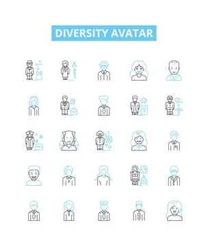 Diversity avatar vector line icons set. Different, Avatar, Variety, Inclusion Stock Illustration