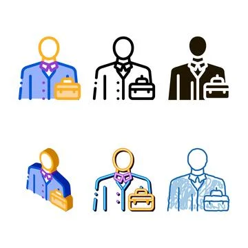 Diversity businessman profession icon vector outline Stock Illustration