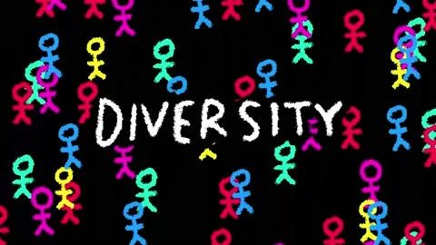 Diversity Concept People of Different Colors Chalkboard Animation Stock Footage 201313103
