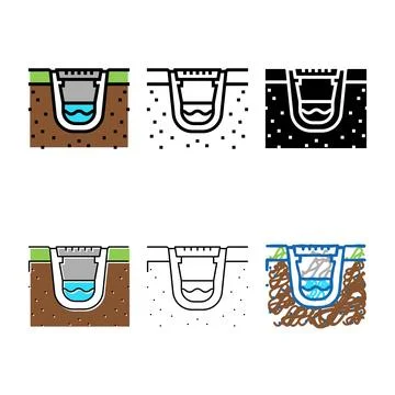 Diversity construction of drainage system color icon vector Stock Illustration