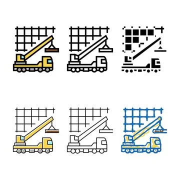 Diversity crane lifting building materials color icon vector Stock Illustration