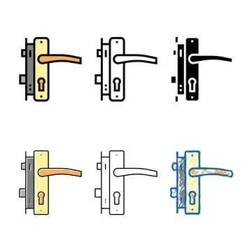 Diversity door handle and lock color icon vector Illustration