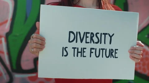 Diversity is the future, slogan. poster, protest, activist for human rights Video stock 133753209