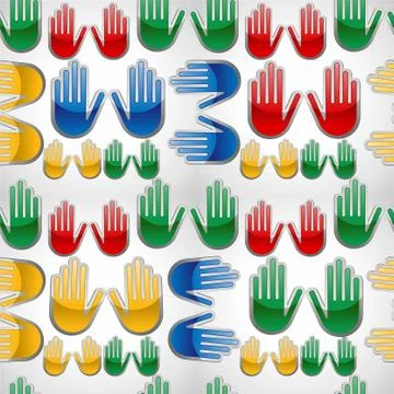 Diversity glossy hands up pattern Stock Illustration