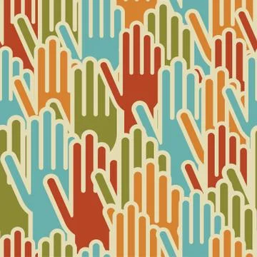 Diversity hands up seamless pattern イラスト素材