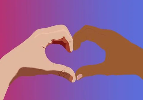Diversity heart hands. Stock Illustration
