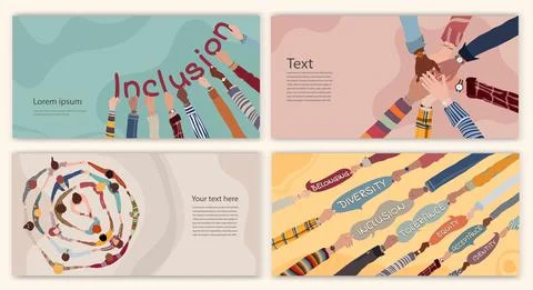 Diversity inclusion and equality concept. People of diverse cultures. Editable Stock Illustration