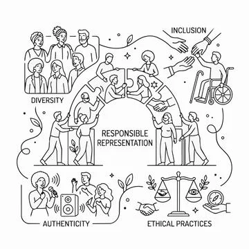 Diversity Inclusion Authenticity Ethical Practices Responsible Representation Stock Illustration