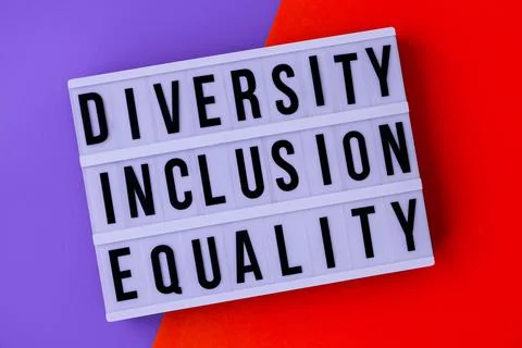 Diversity inclusion equality lettering. Text. Diversity, Age, Ethnicity, Sexu Stock Photos
