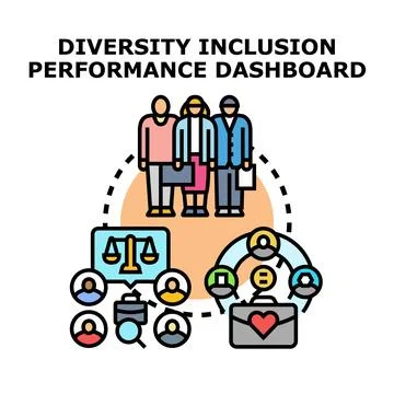 Diversity inclusion performance dashboard analyzing company equity Stock Illustration