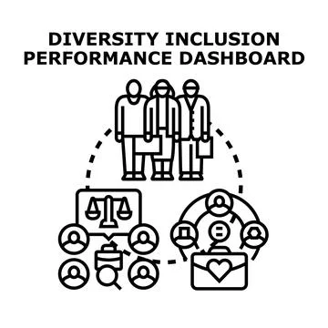 Diversity inclusion performance dashboard analyzing company equity Stock Illustration