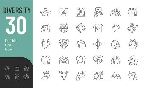 Diversity Line Editable Icons set. Stock Illustration