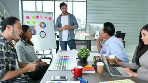 Diversity multi ethnic group brainstorming teams with business partner meeting a Stock Footage 156648058