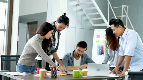 Diversity multi ethnic group brainstorming teams with business partner meeting a Stock-Footage 156648291