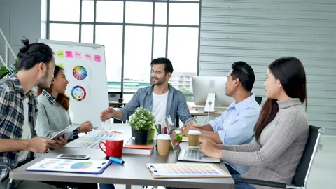 Diversity multi ethnic group brainstorming teams with business partner meeting a Stock-Footage 156648460
