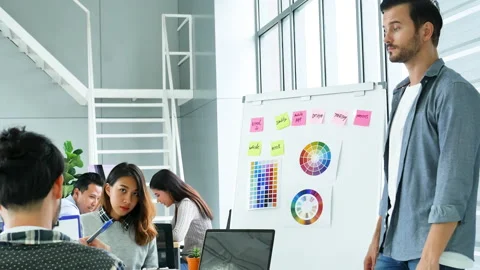 Diversity multi ethnic group brainstorming teams with business partner meeting a Видео 156648616