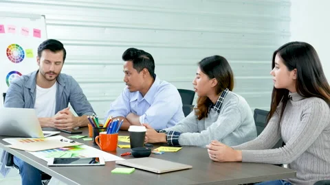 Diversity multi ethnic group brainstorming teams with business partner meeting a Stock Footage 168663362