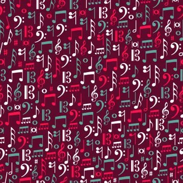 Diversity music notes seamless pattern. Stock Illustration