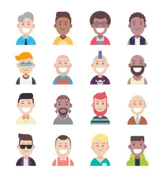 Diversity people avatar flat icon set Stock Illustration