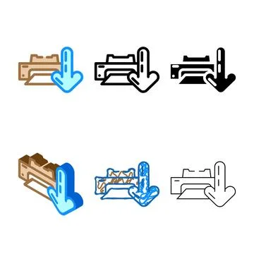 Diversity printer loading document color icon vector 库存插图